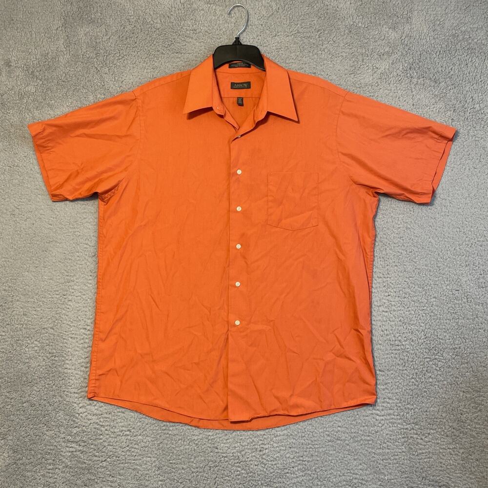 ARROW Deep Rust Red Poly/Cotton Poplin Dress Short Sleeve Shirt 17 XL